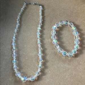 Iridescent Beaded Necklace and Bracelet Set